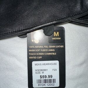 100% Natural Full Grain Leather Gloves with warm soft fleece lining